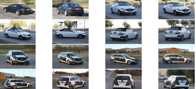 Erlkönig erwischt: Mercedes-Benz E-Klasse - alle Karosserietypen: Aktuelle Bilder von Coupé, Cabrio, Limousine und T-Modell der Mercedes E-Klasse Facelift-Generation 