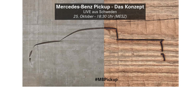Premiere: Mercedes-Benz Pickup - Das Konzept am 25.10. ab 18:30 Uhr: Im Livestream:  Präsentation des Mercedes-Benz Pickup - Das Konzept / 25.10. - 18:30 Uhr MEZ 